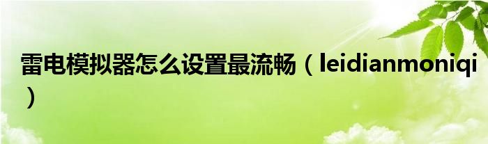 雷电模拟器怎么设置最流畅(leidianmoniqi)