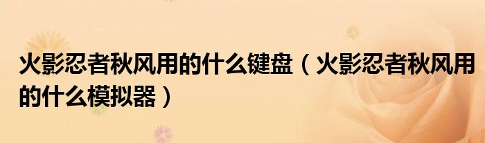火影忍者秋风用的什么键盘(火影忍者秋风用的什么模拟器)
