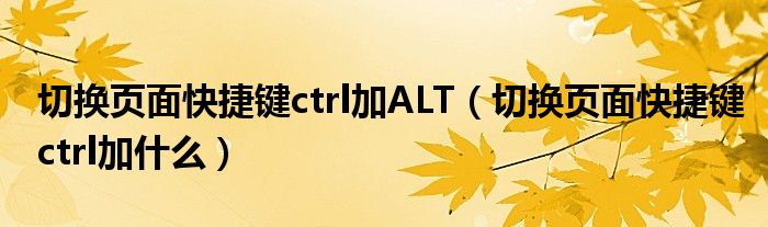 切换页面快捷键ctrl加ALT(切换页面快捷键ctrl加什么)