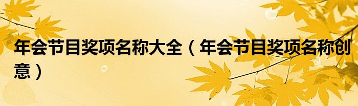 年会节目奖项名称大全(年会节目奖项名称创意)
