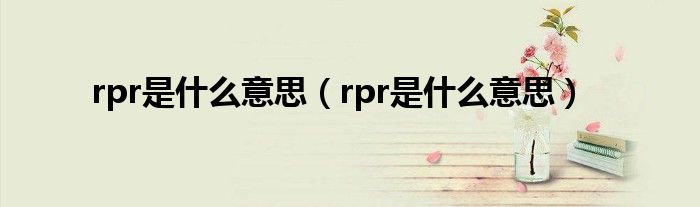 rpr是什么意思（rpr是什么意思）