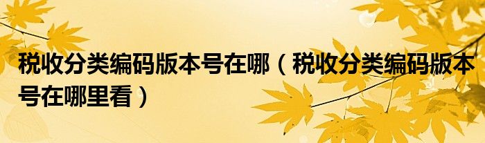 税收分类编码版本号在哪(税收分类编码版本号在哪里看)