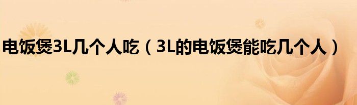 电饭煲3L几个人吃(3L的电饭煲能吃几个人)