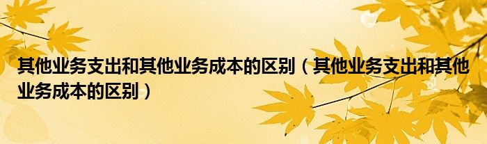 其他业务支出和其他业务成本的区别(其他业务支出和其他业务成本的区别)