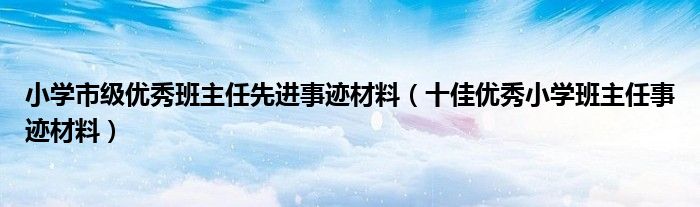 小学市级优秀班主任先进事迹材料（十佳优秀小学班主任事迹材料）