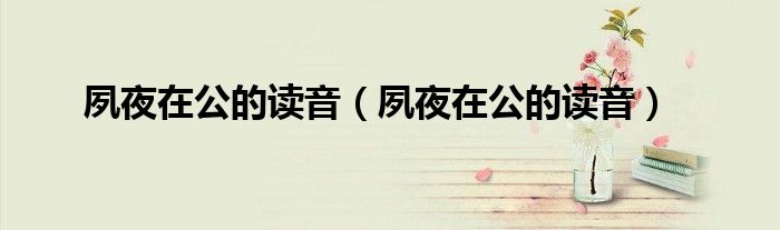 夙夜在公的读音(夙夜在公的读音)