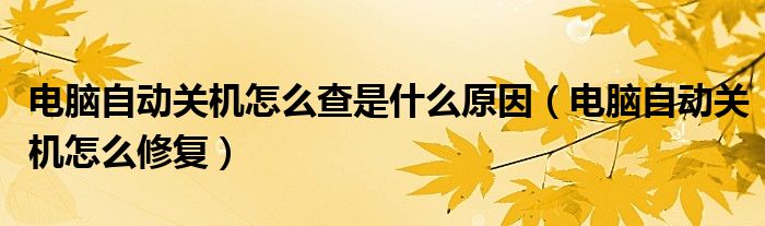 电脑自动关机怎么查是什么原因(电脑自动关机怎么修复)