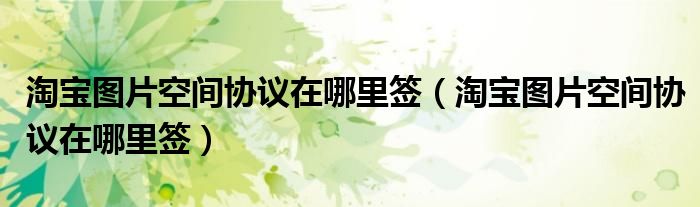 淘宝图片空间协议在哪里签（淘宝图片空间协议在哪里签）
