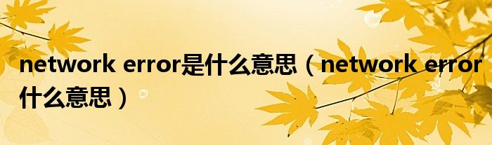 network error是什么意思（network error什么意思）