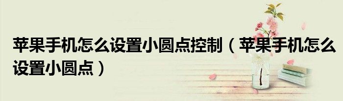 苹果手机怎么设置小圆点控制(苹果手机怎么设置小圆点)