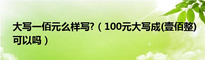 大写一佰元么样写?(100元大写成(壹佰整)可以吗)