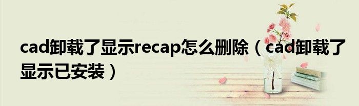 cad卸载了显示recap怎么删除(cad卸载了显示已安装)