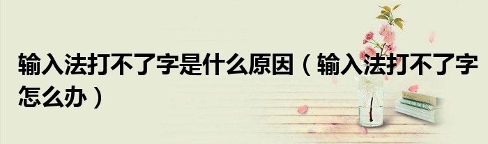 输入法打不了字是什么原因（输入法打不了字怎么办）