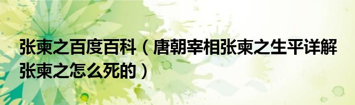 张柬之百度百科(唐朝宰相张柬之生平详解 张柬之怎么死的)