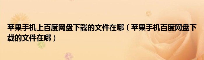 苹果手机上百度网盘下载的文件在哪(苹果手机百度网盘下载的文件在哪)