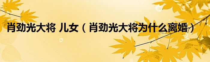 肖劲光大将 儿女(肖劲光大将为什么离婚)