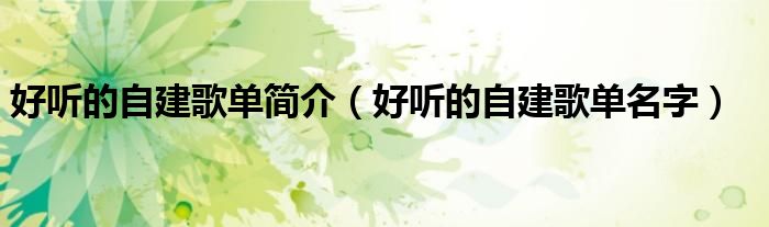 好听的自建歌单简介(好听的自建歌单名字)