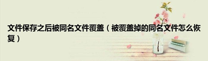 文件保存之后被同名文件覆盖(被覆盖掉的同名文件怎么恢复)