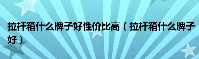 拉杆箱什么牌子好性价比高(拉杆箱什么牌子好)