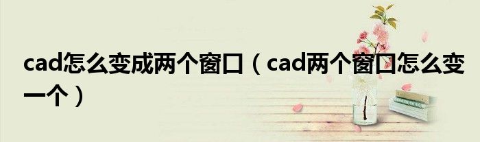 cad怎么变成两个窗口(cad两个窗口怎么变一个)