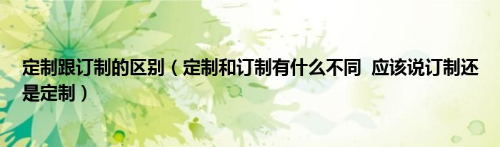 定制跟订制的区别(定制和订制有什么不同 应该说订制还是定制)