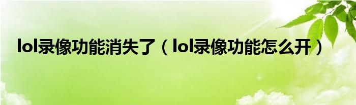 lol录像功能消失了(lol录像功能怎么开)