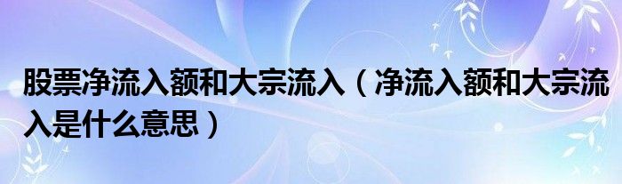 股票净流入额和大宗流入(净流入额和大宗流入是什么意思)