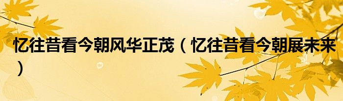 忆往昔看今朝风华正茂(忆往昔看今朝展未来)