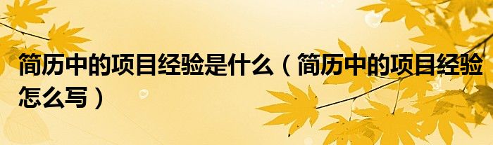 简历中的项目经验是什么(简历中的项目经验怎么写)