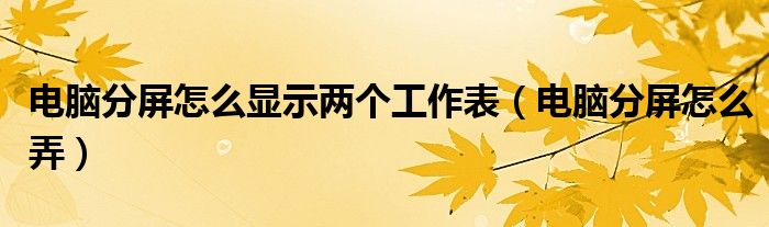 电脑分屏怎么显示两个工作表（电脑分屏怎么弄）