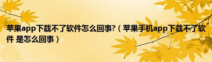 苹果app下载不了软件怎么回事?（苹果手机app下载不了软件 是怎么回事）