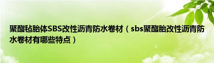 聚酯毡胎体SBS改性沥青防水卷材(sbs聚酯胎改性沥青防水卷材有哪些特点)
