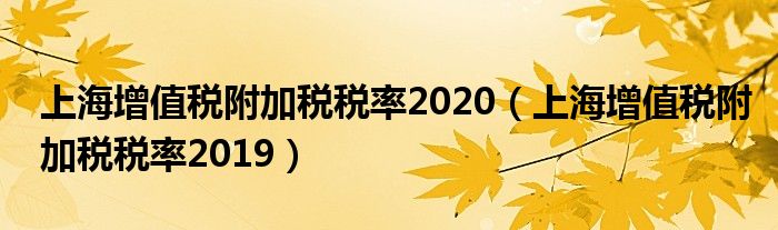 上海增值税附加税税率2020(上海增值税附加税税率2019)
