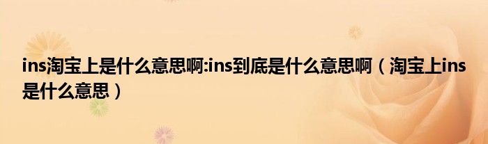 ins淘宝上是什么意思啊:ins到底是什么意思啊(淘宝上ins是什么意思)