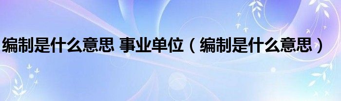 编制是什么意思 事业单位(编制是什么意思)