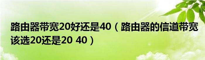 路由器带宽20好还是40(路由器的信道带宽该选20还是20 40)