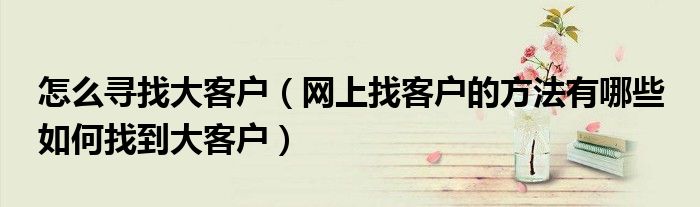 怎么寻找大客户(网上找客户的方法有哪些 如何找到大客户)