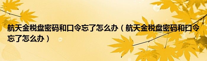 航天金税盘密码和口令忘了怎么办(航天金税盘密码和口令忘了怎么办)