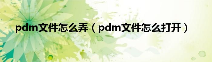 pdm文件怎么弄(pdm文件怎么打开)