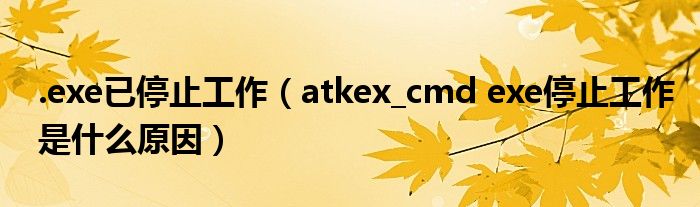 .exe已停止工作(atkex_cmd exe停止工作是什么原因)