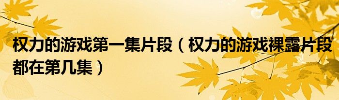 权力的游戏第一集片段(权力的游戏裸露片段都在第几集)