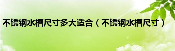 不锈钢水槽尺寸多大适合(不锈钢水槽尺寸)