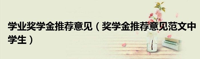 学业奖学金推荐意见(奖学金推荐意见范文中学生)