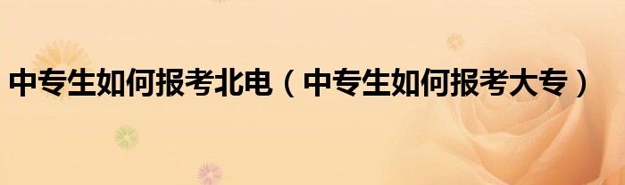 中专生如何报考北电(中专生如何报考大专)