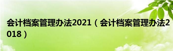会计档案管理办法2021(会计档案管理办法2018)
