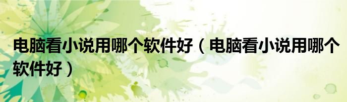 电脑看小说用哪个软件好(电脑看小说用哪个软件好)