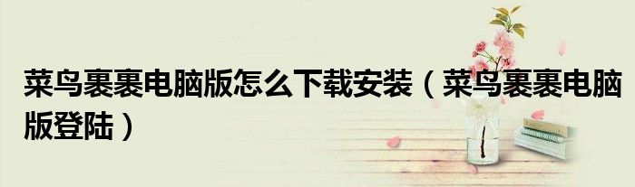 菜鸟裹裹电脑版怎么下载安装(菜鸟裹裹电脑版登陆)
