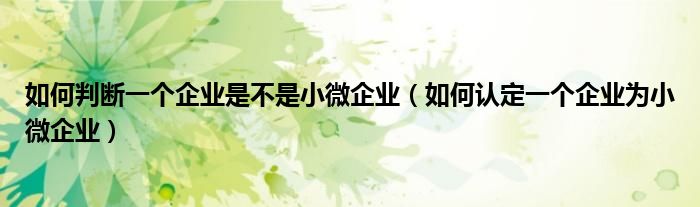 如何判断一个企业是不是小微企业(如何认定一个企业为小微企业)