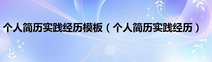 个人简历实践经历模板(个人简历实践经历)