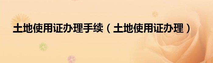 土地使用证办理手续(土地使用证办理)